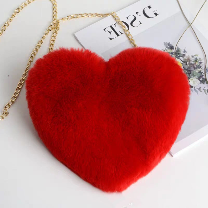 Love Bags For Women Plush Chain Shoulder Bags Valentine's Day Party Bag Image