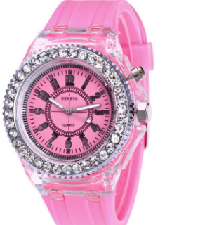 LED Luminous Watches Geneva Women Quartz Watch Women Ladies Silicone Bracelet Watches Image