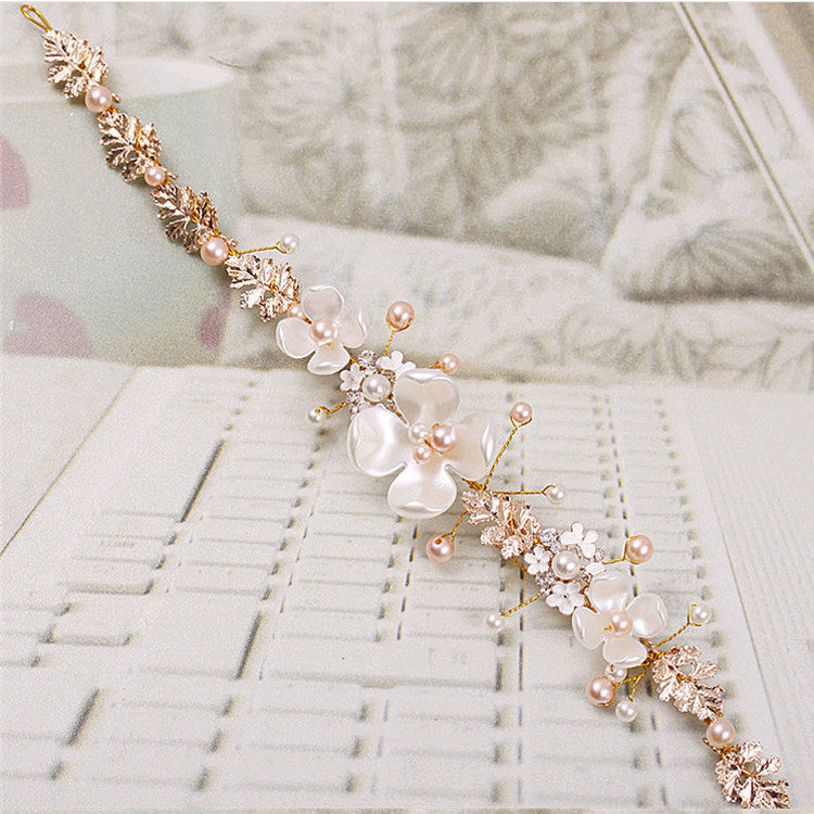 The Bride Wedding Headdress Ornaments Wholesale Pearl Ceramic Golden Hoop Luxury Wedding Headdress Wedding Accessories Image