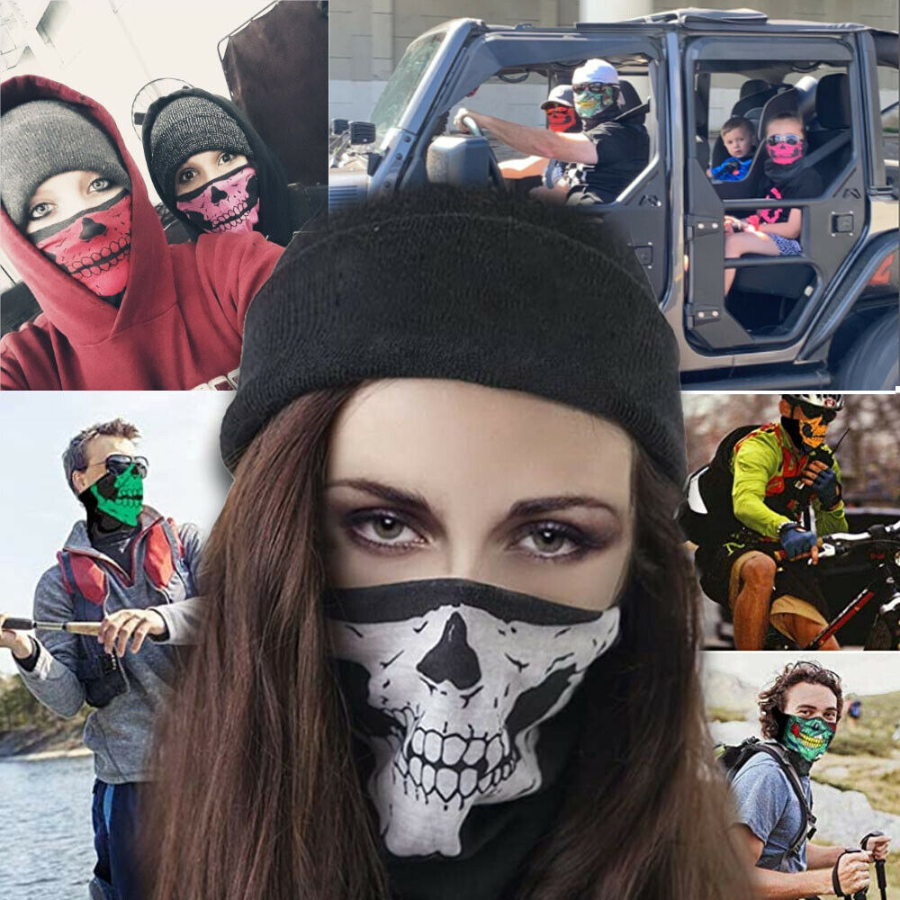 Skull Mask Half Face Bandana Skeleton Ski Motorcycle Biker Balaclava Tube Masks Image