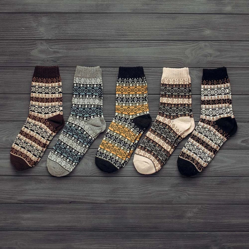 Winter Thick Warm Stripe Wool Socks Casual Sock Business Socks Image