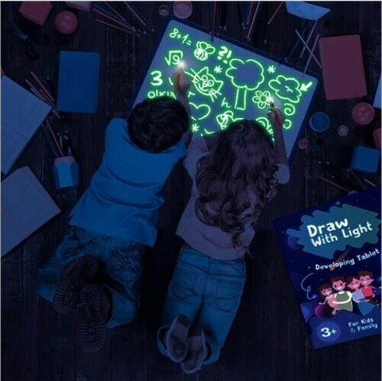 Educational Toy Drawing Pad 3D Magic 8 Light Effects Puzzle Board Sketchpad Image