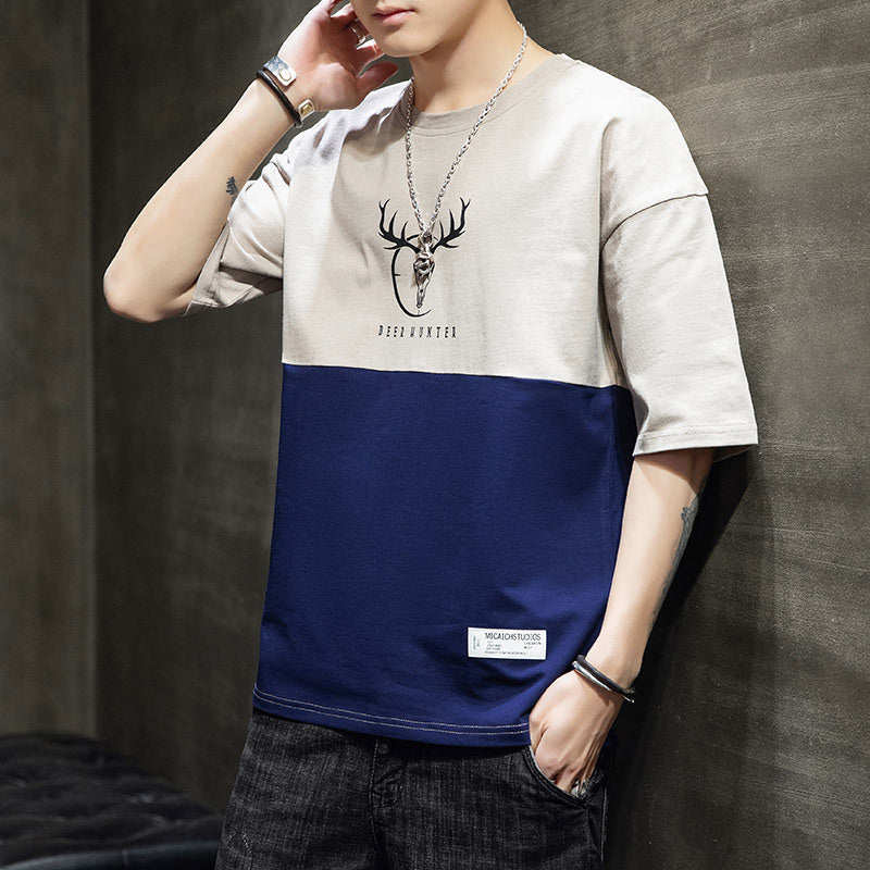 Loose casual half sleeve T-shirt men Image