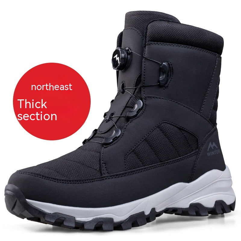 Men's Button Snow Boots Fleece-lined Thickened Women Image