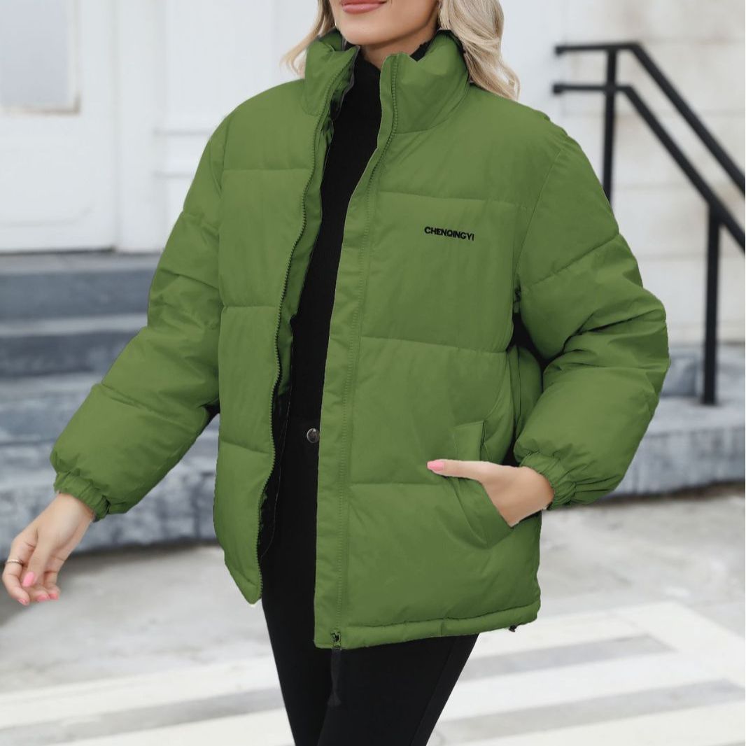 Winter Coat Women Casual Windproof Down Cotton Coat Warm Thickened Jacket Solid Outwear All-match Loose Tops Clothing Image