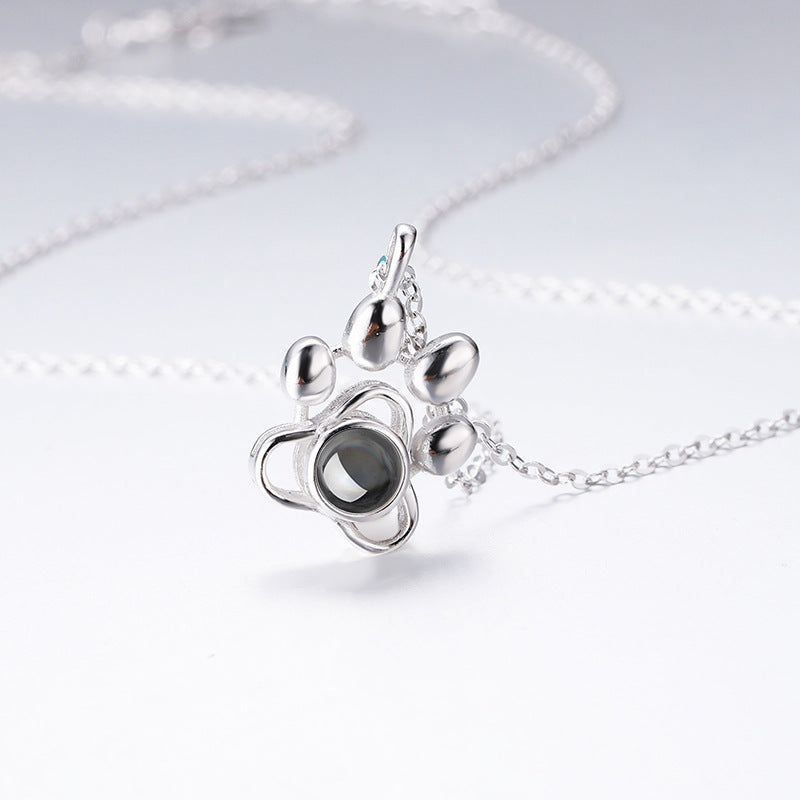 Cute Animal Dog Paw Personalized Custom Projection Necklace Image