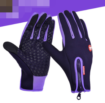 Outdoor Waterproof Gloves Touch Screen Windproof Riding Zipper Sports Winter Warm Fleece Mountaineering Gloves Image