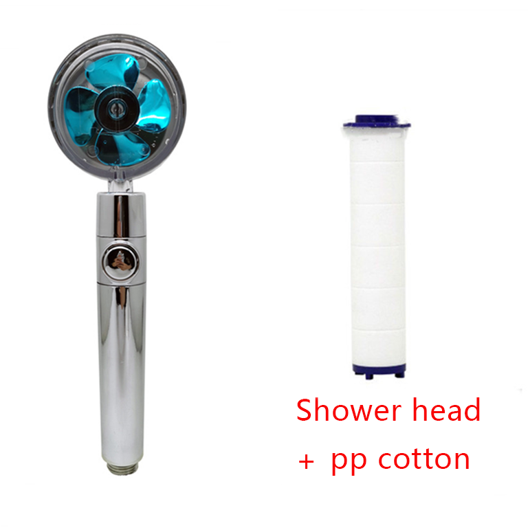 Shower Head Water Saving Flow 360 Degrees Rotating With Small Fan ABS Rain High Pressure Spray Nozzle Bathroom Accessories Image