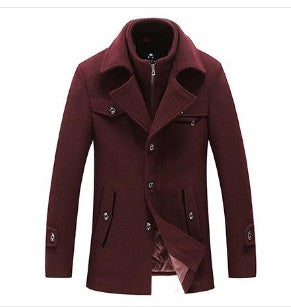 Men Woolen Coats Winter Slim Fit Warm Overcoats Brand Detachable Collar Casual Wool Blends Trench Coats SL-F053 Image