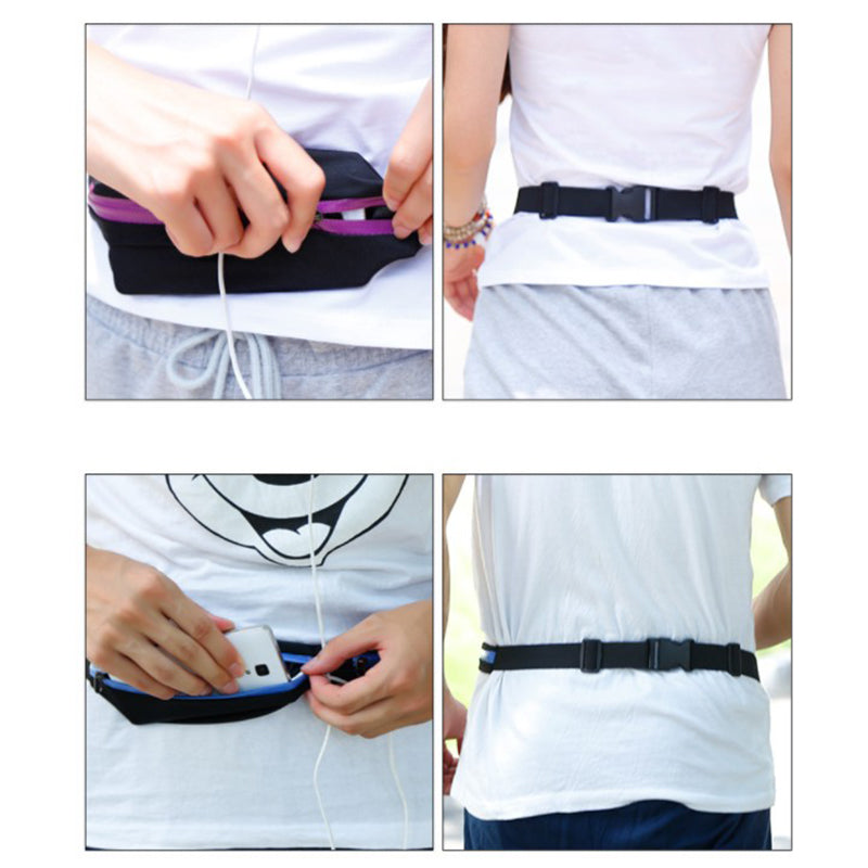 Sports Waist Bag With Double Pocket Slim Zip Running Phone Belt Bags Image