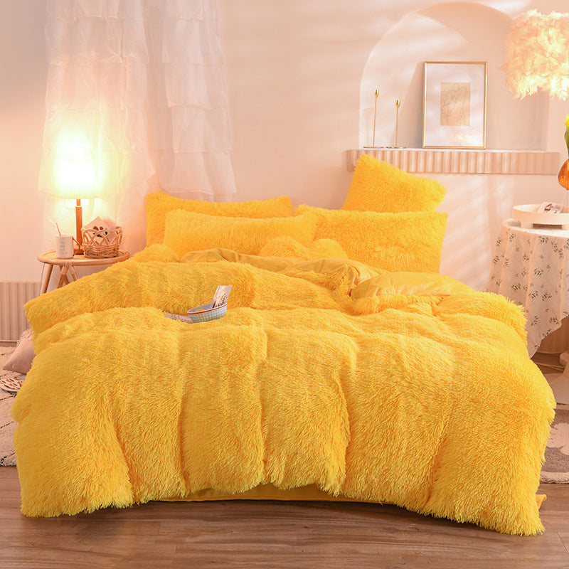 Luxury Thick Fleece Duvet Cover Queen King Winter Warm Bed Quilt Cover Pillowcase Fluffy Plush Shaggy Bedclothes Bedding Set Winter Body Keep Warm Image