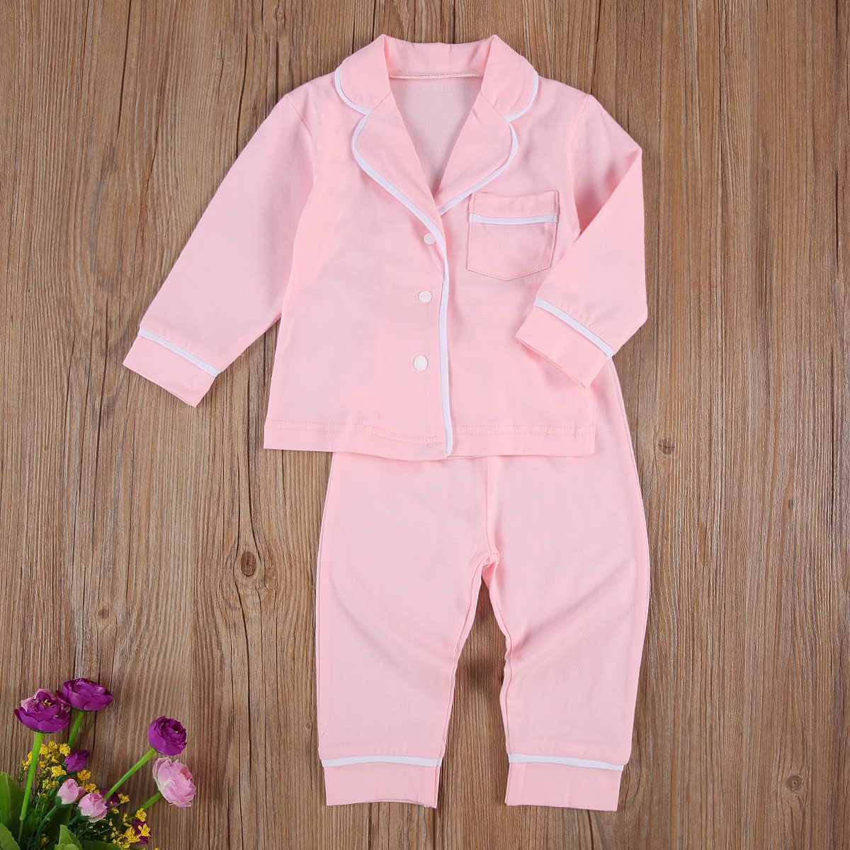 Cotton Two Piece Pajama Sets Toddler Kids Baby Girl Boy Image