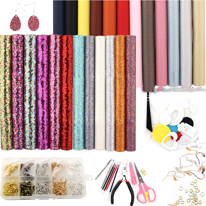 DIY earrings set pu leather double-sided set Image