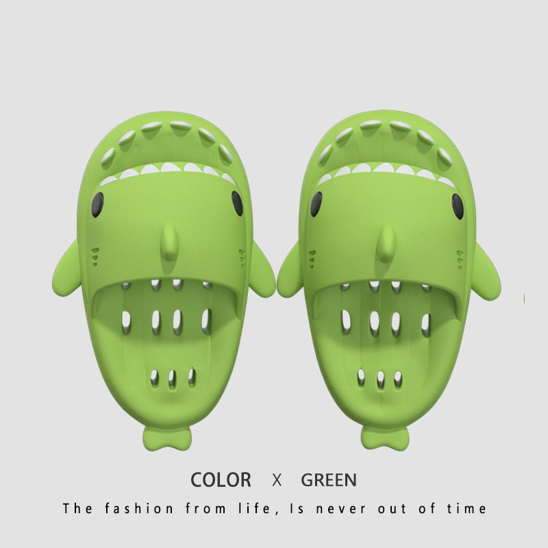 Shark Slippers With Drain Holes Shower Shoes For Women Quick Drying Eva Pool Shark Slides Beach Sandals With Drain Holes Image