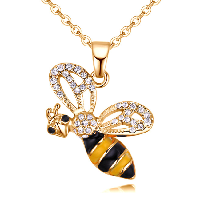 Summer Jewelry Necklace Lady Cartoon Cute Drop Oil Studded Bee Pendant Image