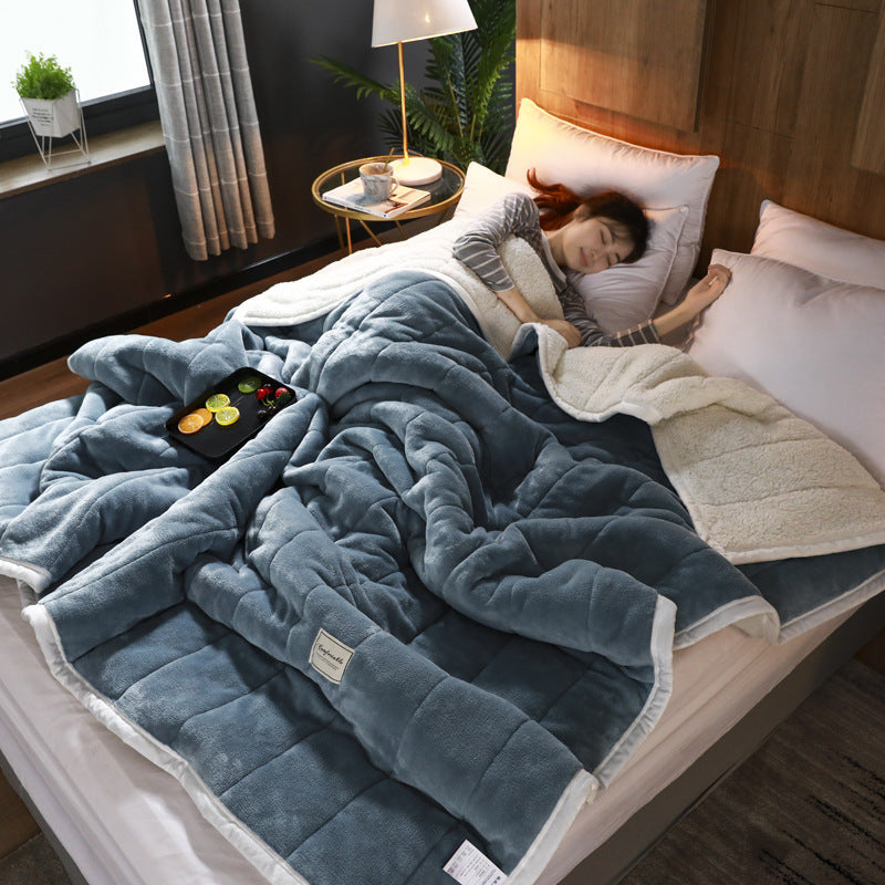 Fleece Blankets And Throws Thick Warm Winter Blankets Home Super Soft Duvet Luxury Solid Blankets On Twin Bedding Image