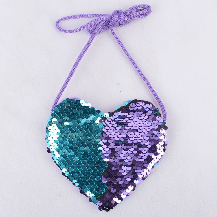 Sequined lanyard bag love children's coin purs Image