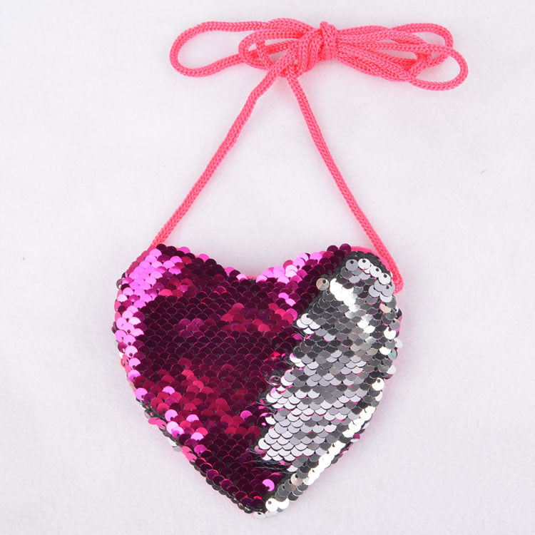 Sequined lanyard bag love children's coin purs Image