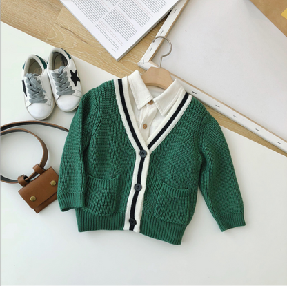 Chen Chen Ma baby children's clothing autumn sweater sweater baby sweater cardigan college wind color boy handsome jacket