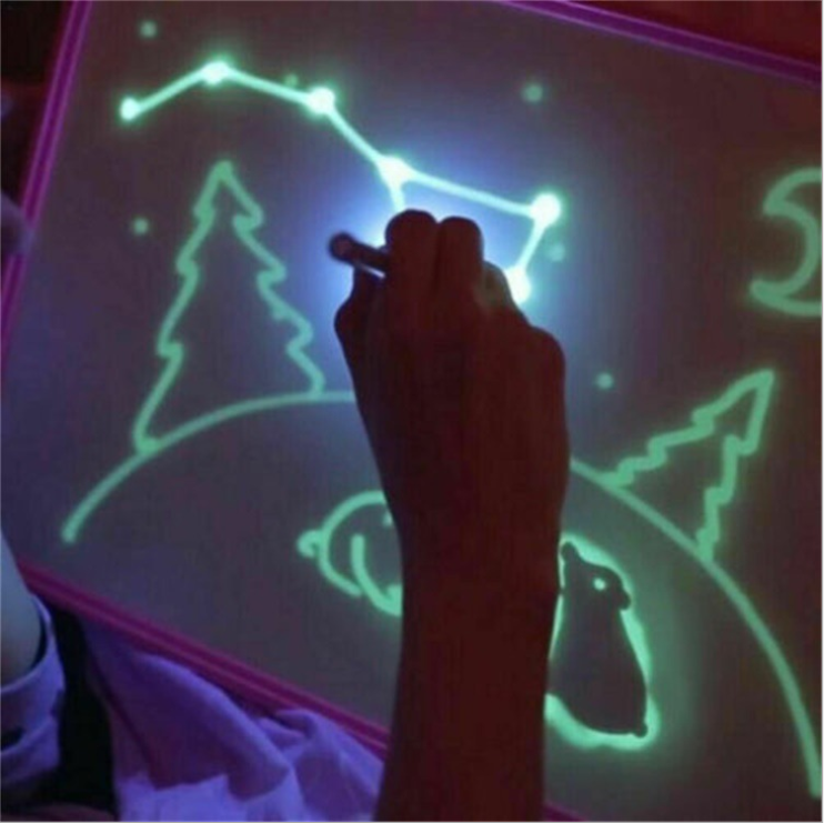 Educational Toy Drawing Pad 3D Magic 8 Light Effects Puzzle Board Sketchpad Image