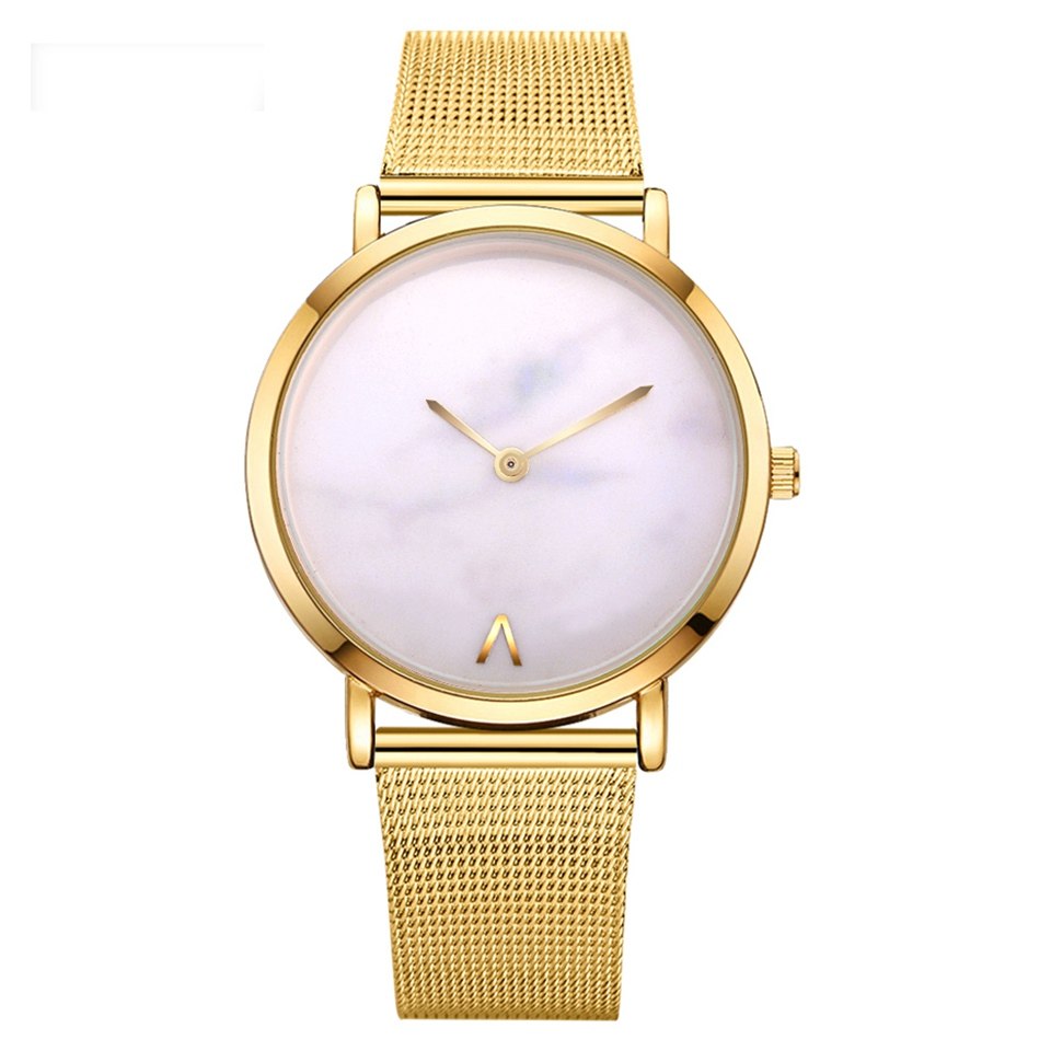 Vansvar fashion brand silver and gold mesh band creative marble wristwatch casual women quartz watches gift relogio feminino Image