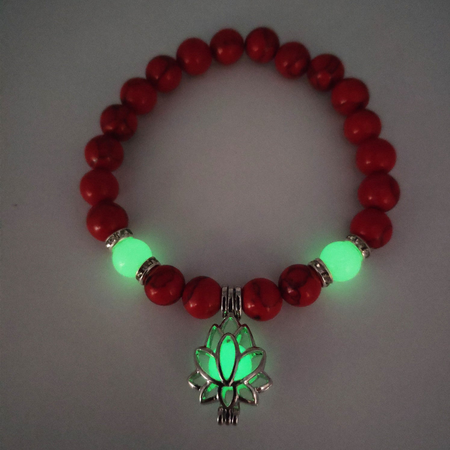 Energy Luminous Lotus Natural Stone Bracelet Yoga Healing Luminous Glow In The Dark Charm Beads Bracelet For Men Women Prayer Buddhism Image