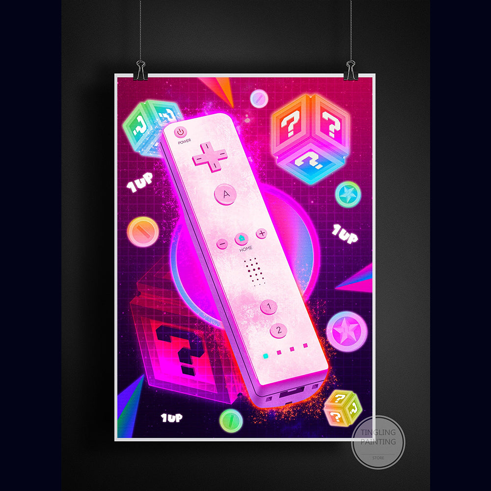 Retro Neon Game Poster Canvas Painting Image