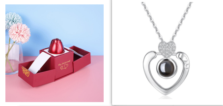 2023 Hot Valentine's Day Gifts Metal Rose Jewelry Gift Box Necklace For Wedding Girlfriend Necklace Gifts Image