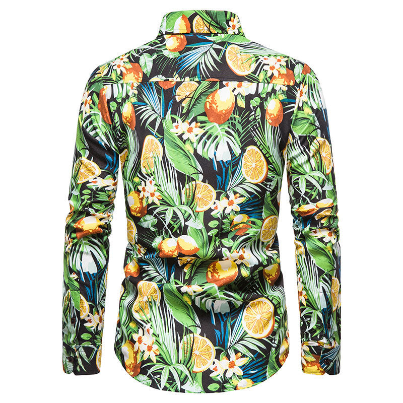 Mens Casual Long Sleeved Floral Shirt