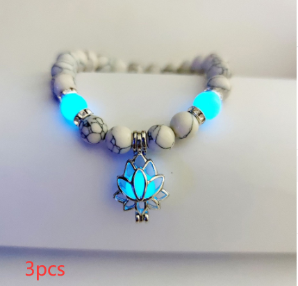 Energy Luminous Lotus Natural Stone Bracelet Yoga Healing Luminous Glow In The Dark Charm Beads Bracelet For Men Women Prayer Buddhism Image