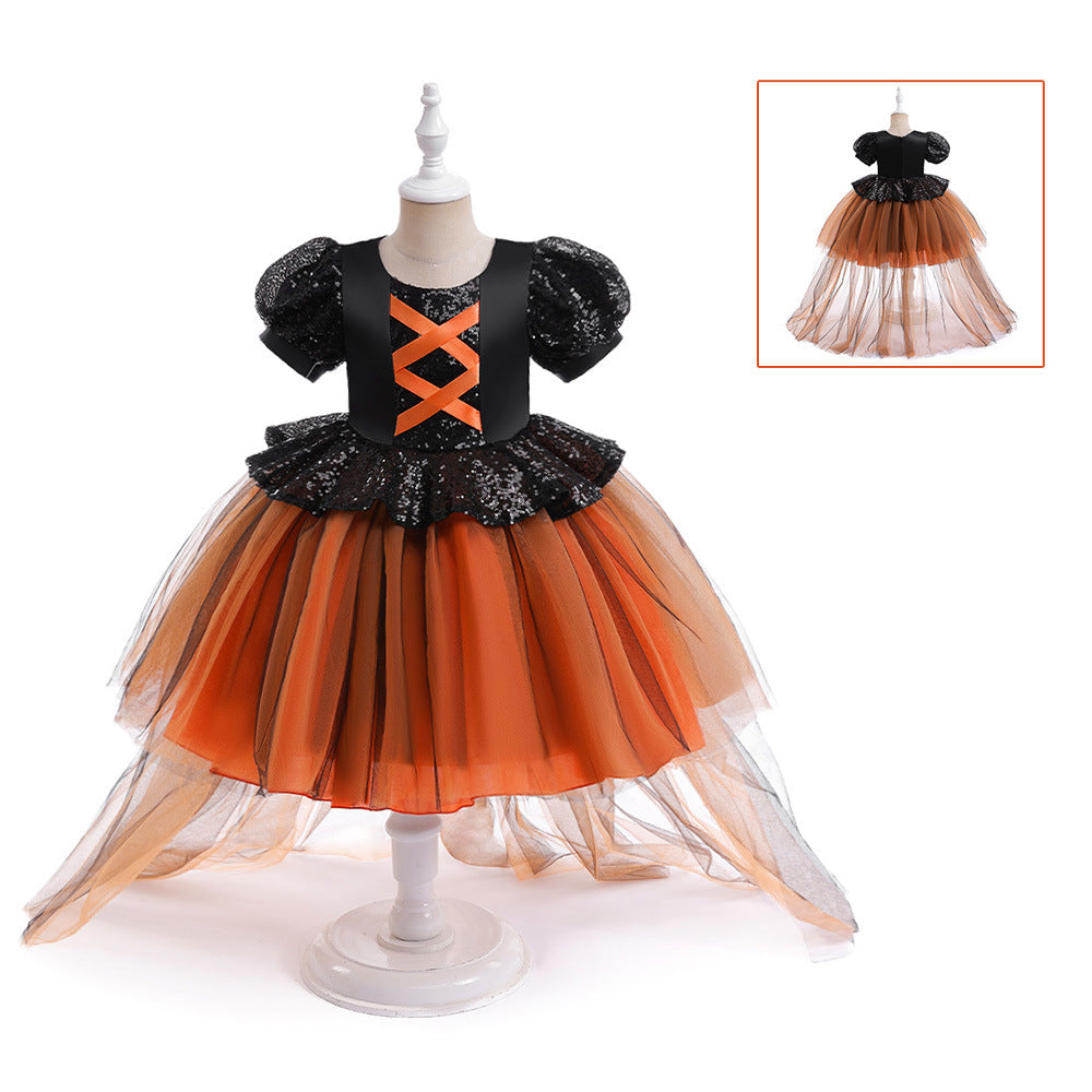 Halloween Girls' Witch Performance Costume Party Dress Image