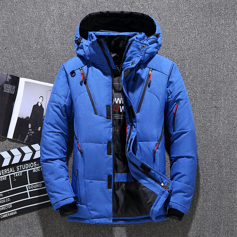 Winter Thick Men Jacket Solid Hooded Coats Hat Detachable Jacket Image