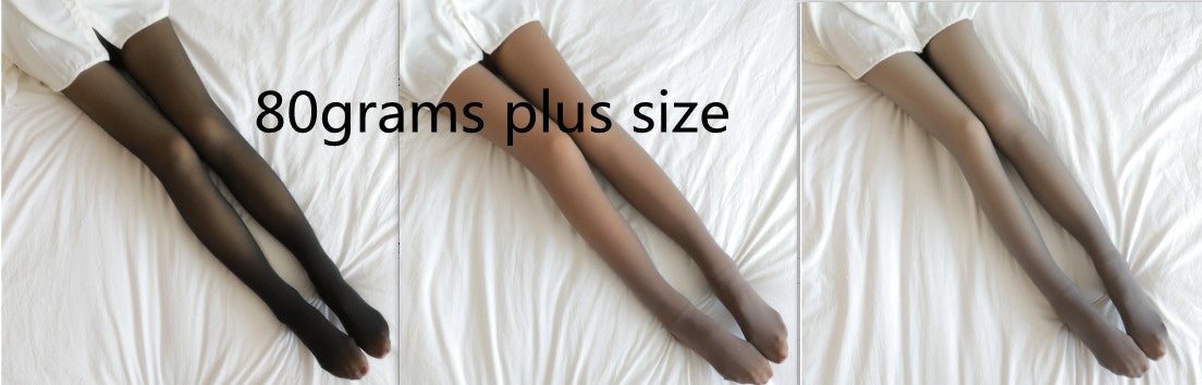 Fake Translucent Plus Size Leggings Fleece Lined Tights Fall And Winter Warm Fleece Pantyhose Women Fleece Lined Pantyhose Thermal Winter Tights Image