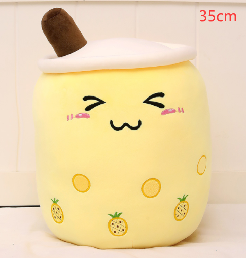 Cute Fruit Drink Plush Stuffed Soft Strawberry Milk Tea Plush Boba Tea Cup Toy Bubble Tea Pillow Cushion Kids Gift Image