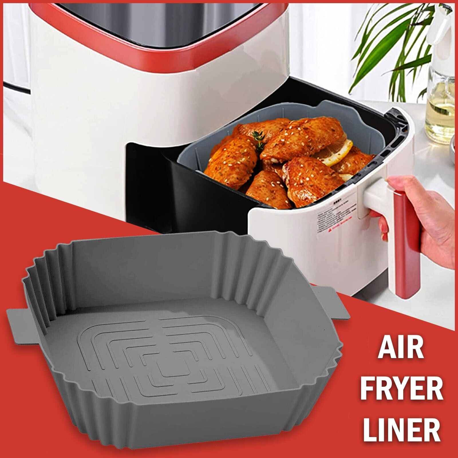 Air Fryer Silicone Pot Basket Liners Non-Stick Safe Oven Baking Tray Accessories Image