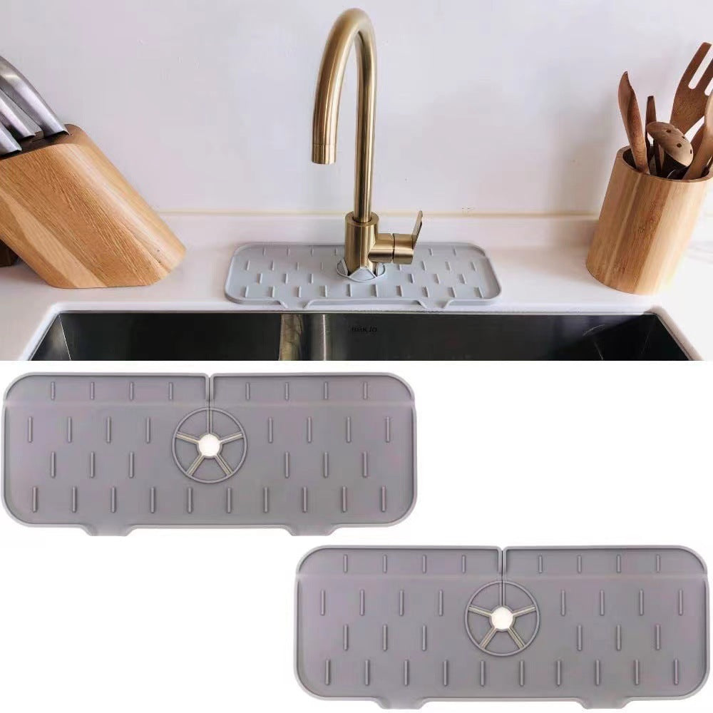 Kitchen Silicone  Faucet Absorbent Mat Sink Splash Guard Silicone Faucet Splash Catcher Countertop Protector For Bathroom Kitchen Gadgets Image