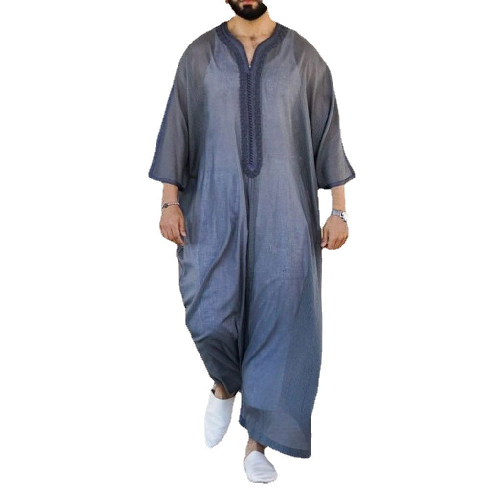 Thin Linen Casual Ethnic African Style Shirt Robe Image