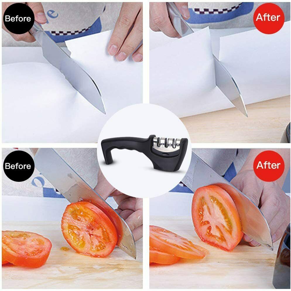 KNIFE SHARPENER Ceramic Tungsten Kitchen Knives Blade Sharpening System Tool USA Image