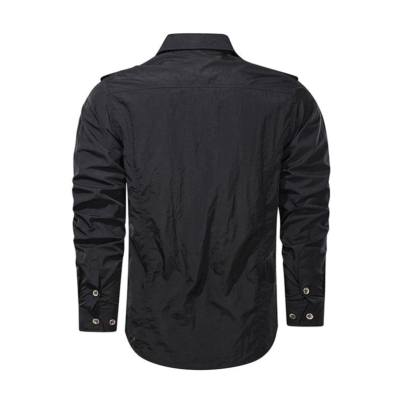 Men Shirt Outwear Military Thin Long Sleeve Shirts Quick-dry Solid Casual Fit Men Shirt Image