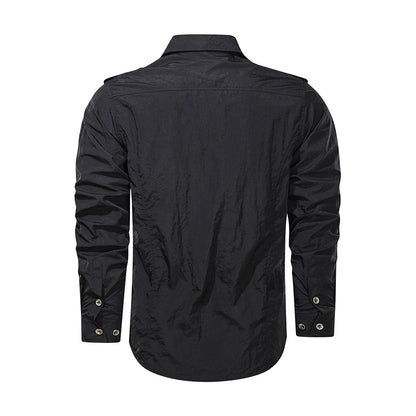 Men Shirt Outwear Military Thin Long Sleeve Shirts Quick-dry Solid Casual Fit Men Shirt