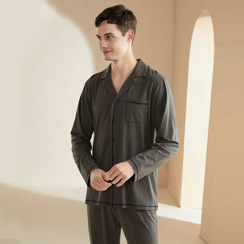 Men's Casual Long Sleeved Trousers Pajamas Image