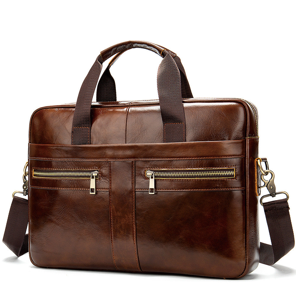 Men's Leather Briefcase Business Men's Bag First Layer Cowhide Portable Image