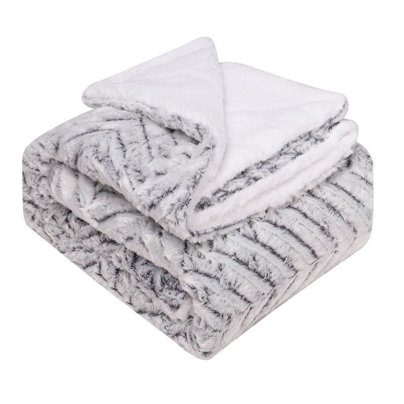 Thickened Flannel Lamb Wool Composite Double Blanket Leisure Blanket Gift Blanket Image