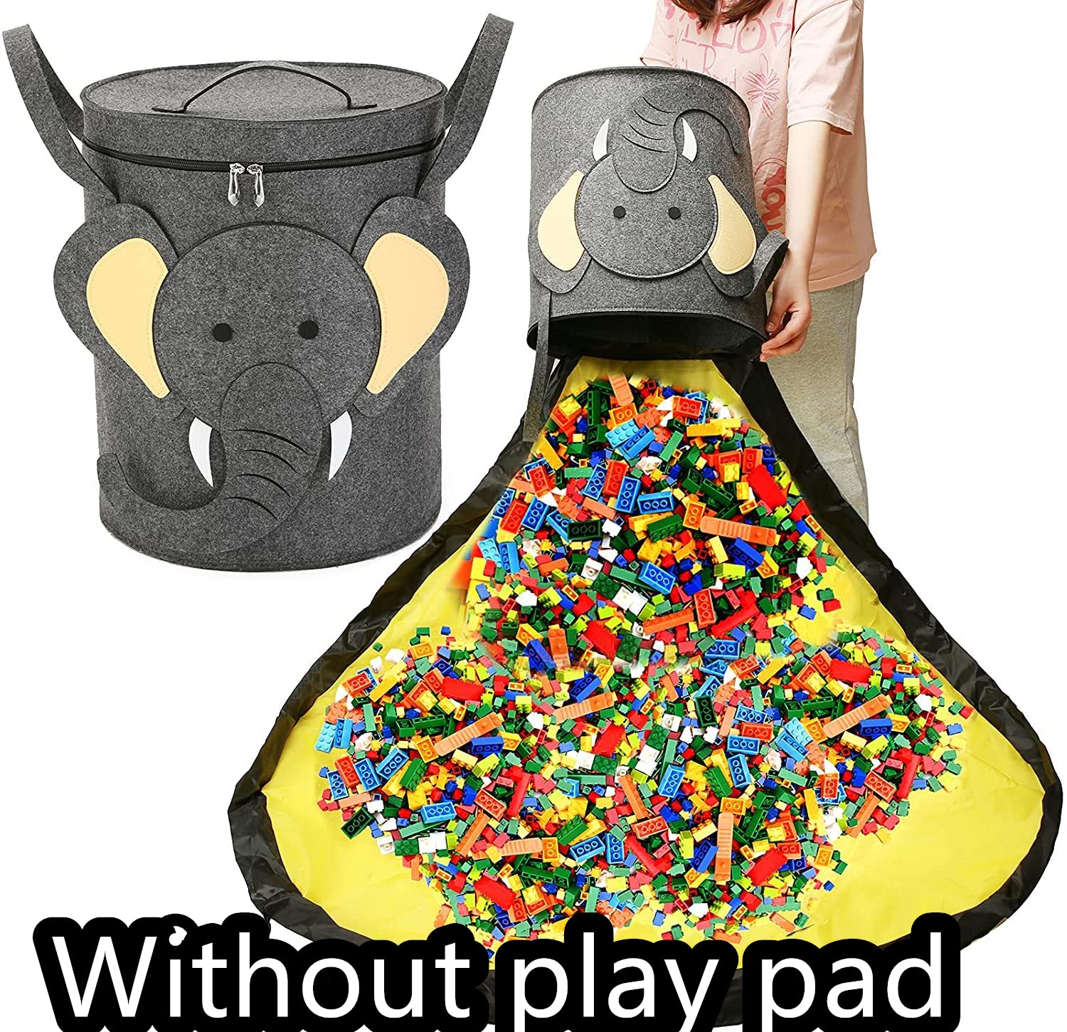 Felt Storage Bag Toy Play Mat 2 In 1 Pull Rope Image