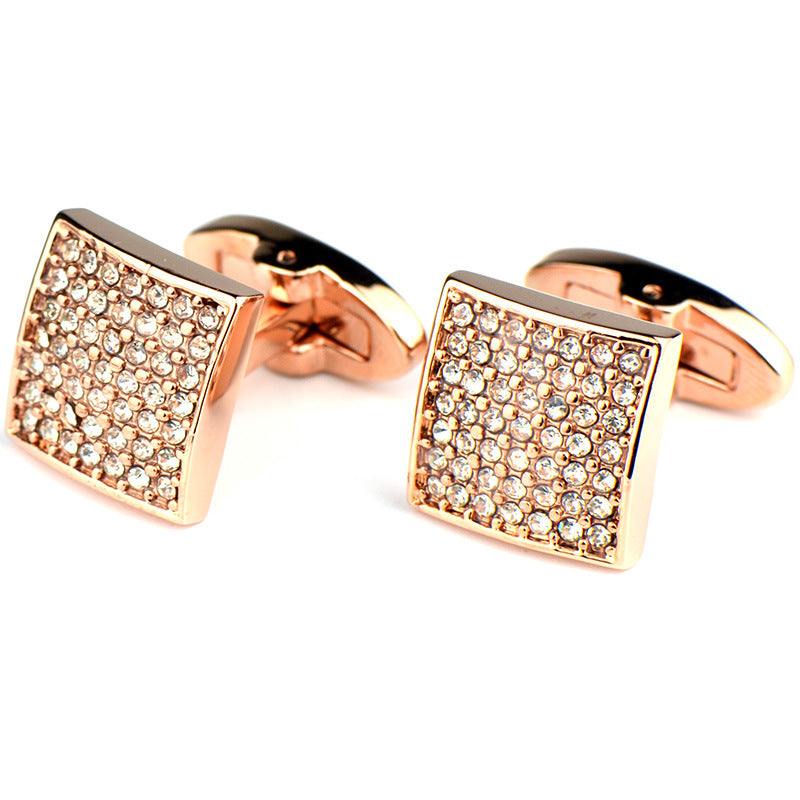 Full Diamond Precision White Diamond Cufflinks Rose Gold French Cufflinks Image