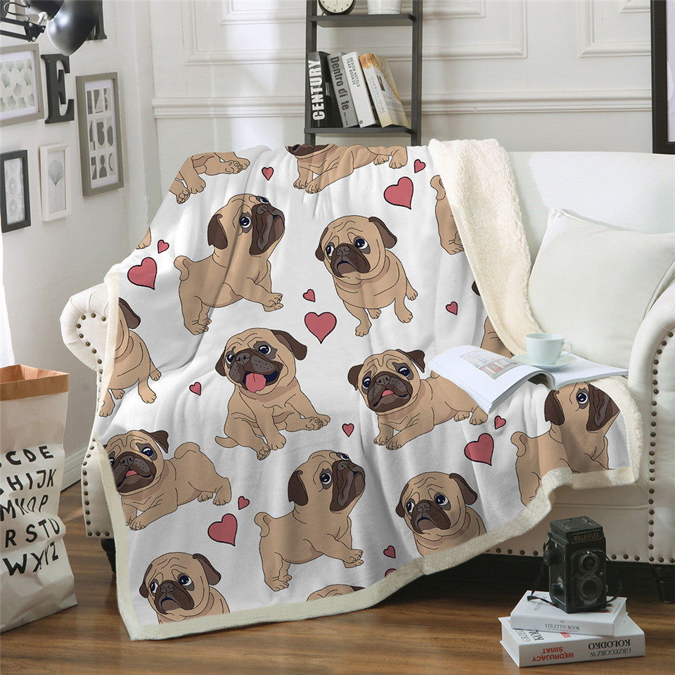 Winter Double-layer Thick Blankets Printed Cotton Fleece Blanket Sofa Blankets Lazy Blankets Puppy Series Image