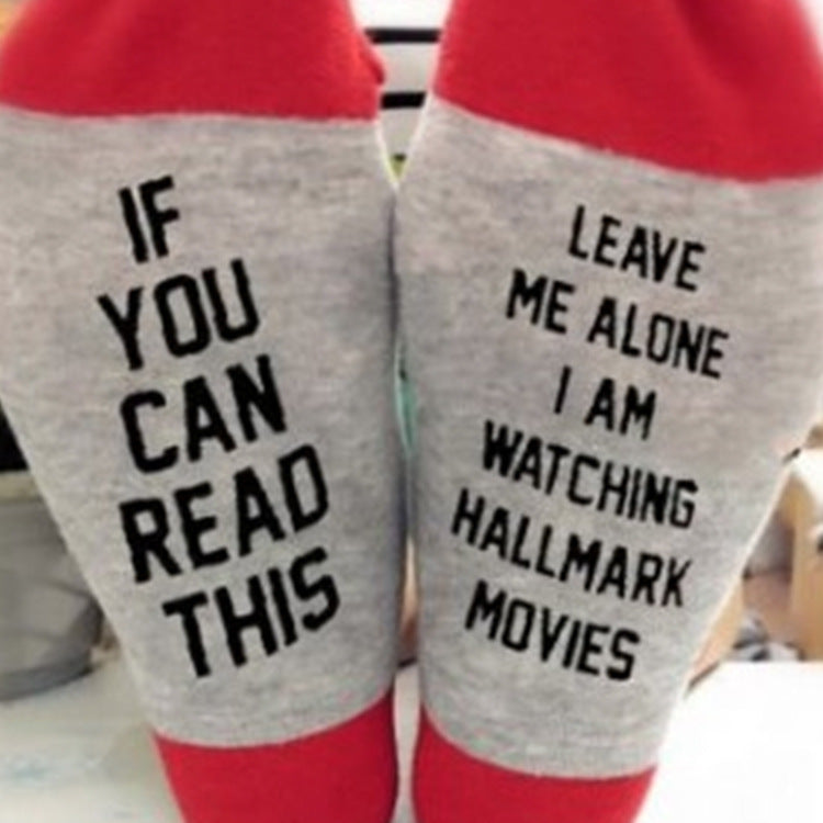 New Funny Winter Creative Art Lettered Wine Socks Xmas Gift If You Can Read Watching Christmas Movies Home Image