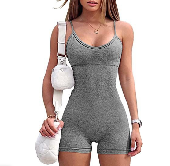 Spaghetti Strap Shorts Jumpsuit Sports Yoga Workout Tight Romper Women Fashion Fitness Sportwear Image