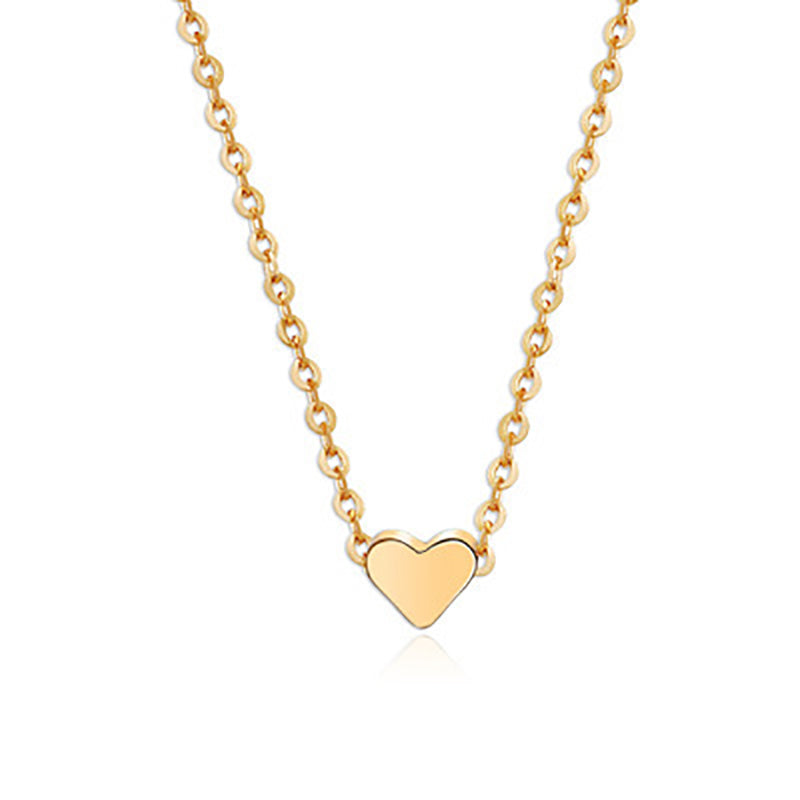 Simple Fashion Gold Color Double-sided Love Pendant Necklaces Clavicle Chains Necklace Women Jewelry Valentines Day Gift Image