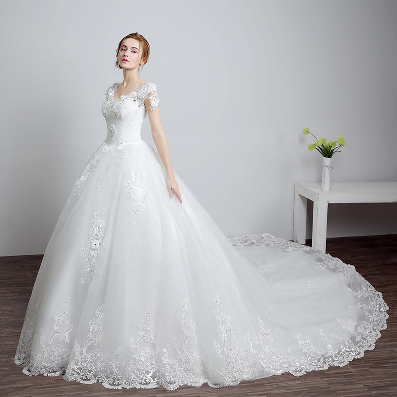 Bride wedding wedding Korean fashion Princess trailing wedding dress 2021 new lace strap wedding dress Image